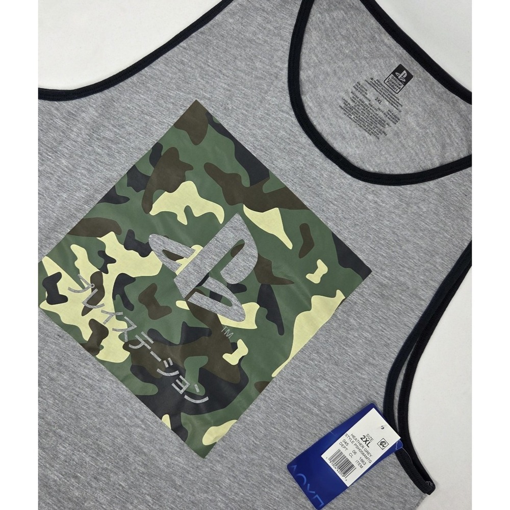 NEW PlayStation Gray and Camo Print Tank Top Men's Size 2XL XXL‎ Sony NWT